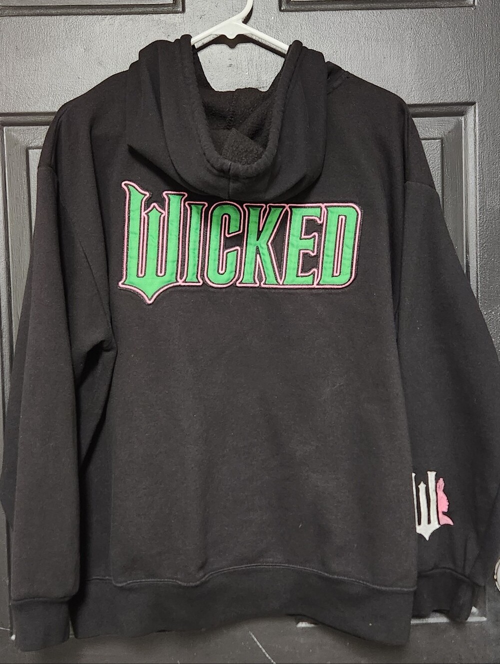 WICKED Movie Womens XL Full Zip Embroidered Black Hoodie Sweatshirt Musical